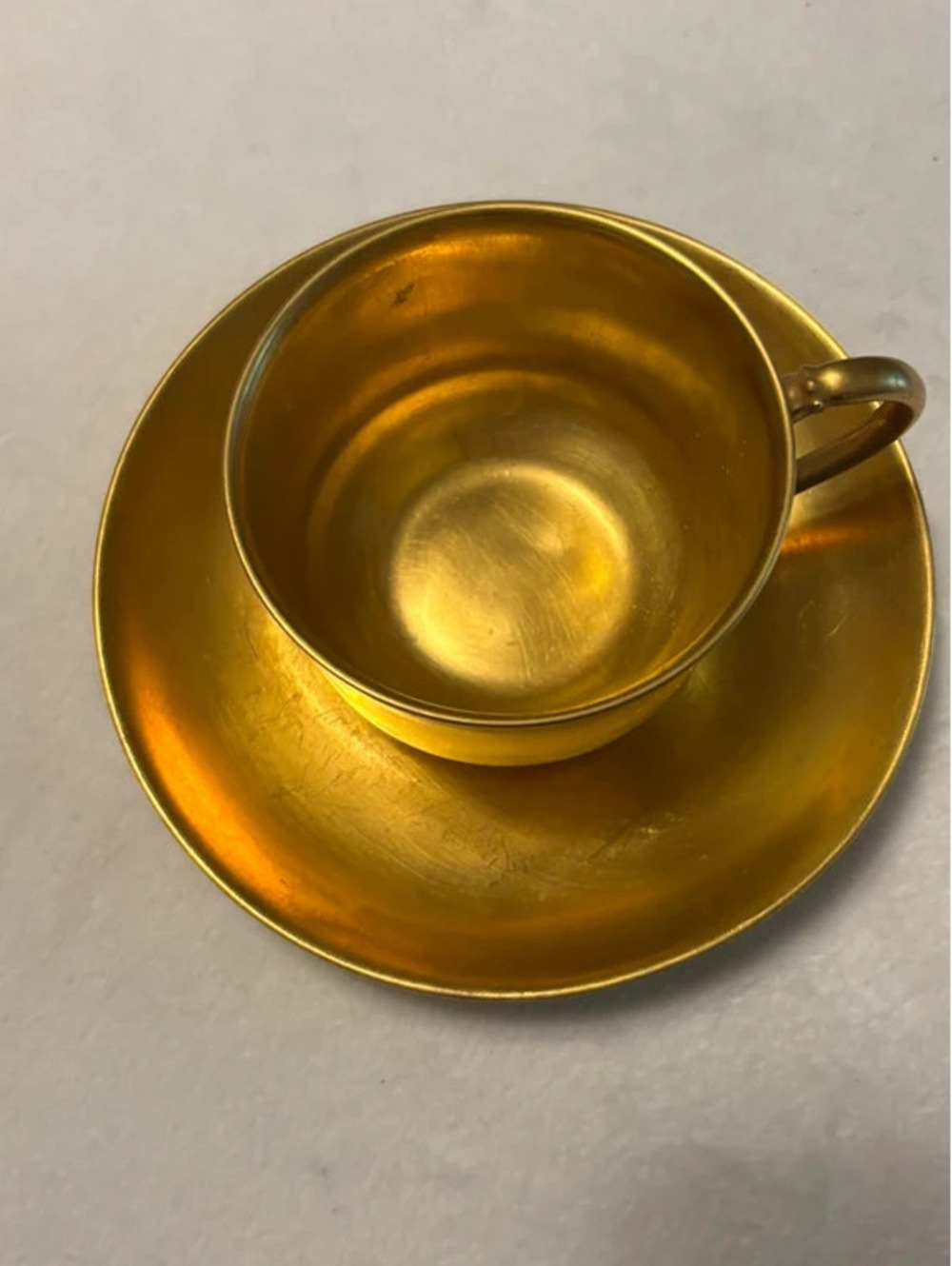 JHW Bavaria Brass Tea Cup and Saucer
